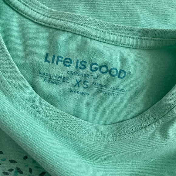 Green LIFE IS GOOD Earth Music Crew Neck T-Shirt Top - Picture 4 of 4